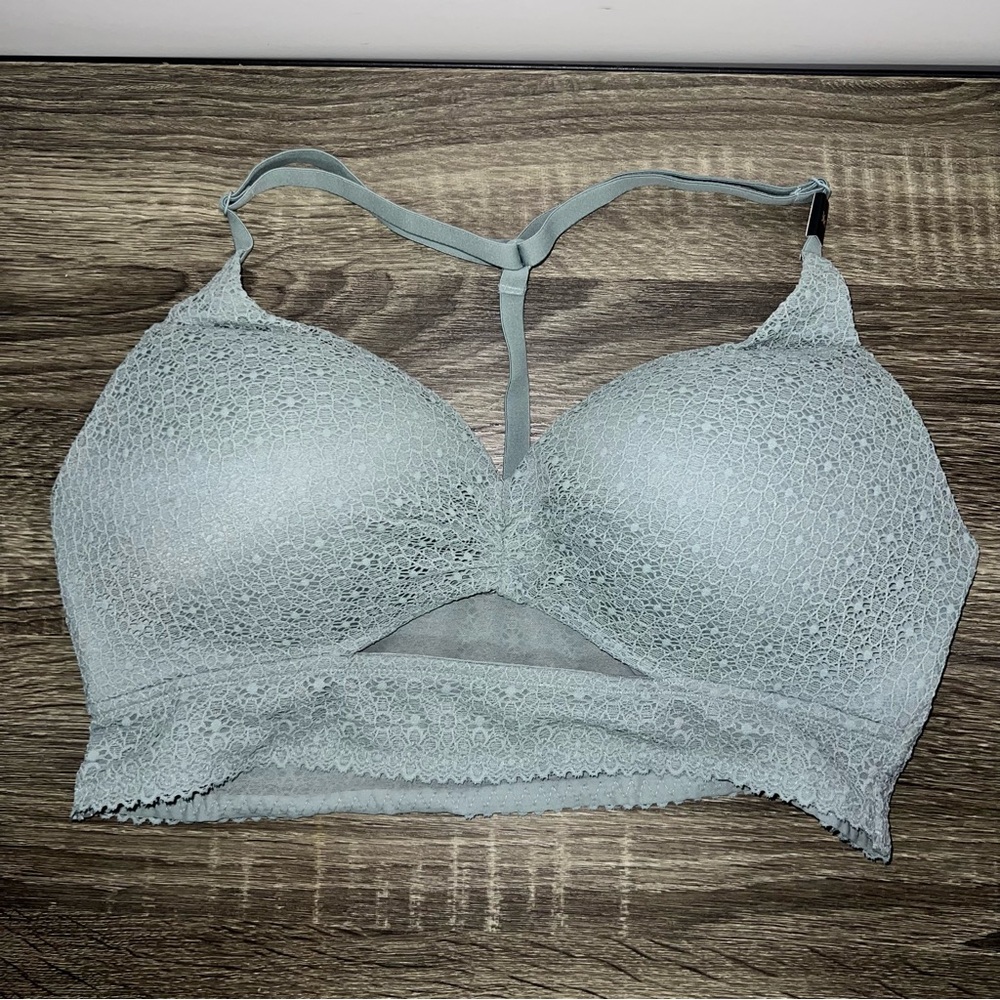Victoria's Secret Body By Victoria Uplift No-wire Bra 36C Moss Green Lace Floral
